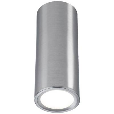Silberfarbige zylindrische Wandlampe mit integriertem LED-Licht, geeignet für moderne Innenbereiche.