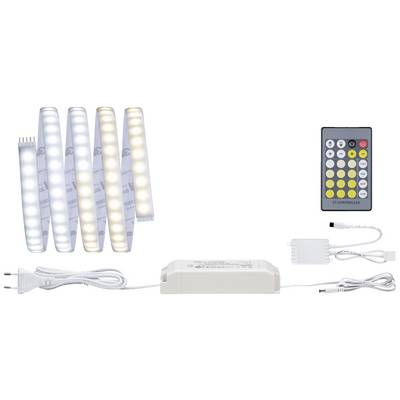 LED-Lichtstreifen mit Fernbedienung und Netzteil. Lichtstreifen in verschiedenen Weißtönen, geeignet für flexible Beleuchtung.