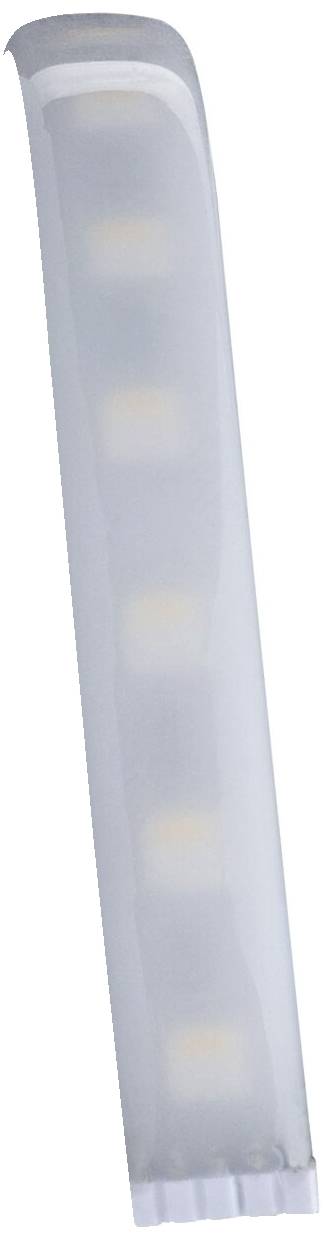 Ein länglicher LED-Lichtstreifen in weißem Gehäuse, geeignet zur indirekten Beleuchtung oder für Dekorationen.
