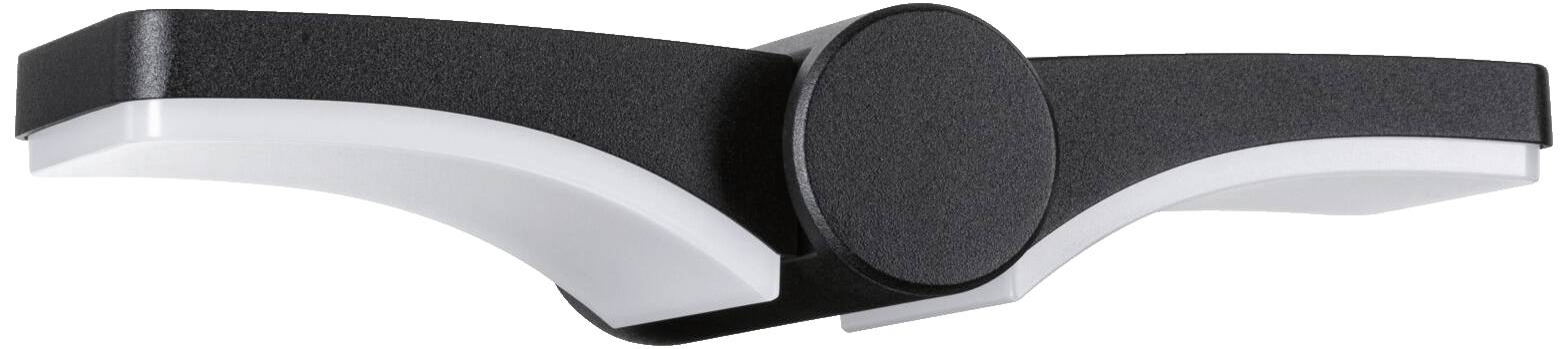Schwarze, moderne LED-Wandleuchte mit zwei nach oben und unten gerichteten Leuchtflächen, ideal zur indirekten Raumbeleuchtung.