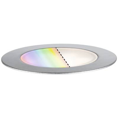 Ein Rundbogen zeigt links ein Regenbogenspektrum und rechts eine weiße Lichtquelle auf einer metallischen Oberfläche.