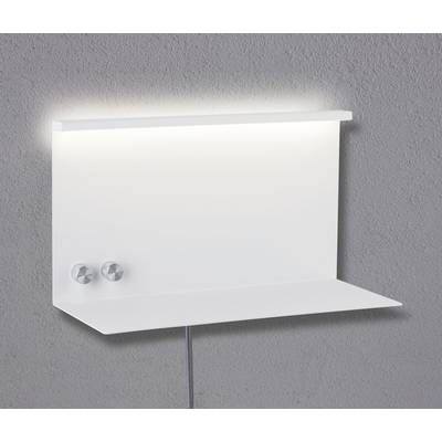 Ein schlichtes, modernes Wandregal mit integrierter Beleuchtung. Geeignet für minimalistische Raumgestaltung und dezente Beleuchtung.