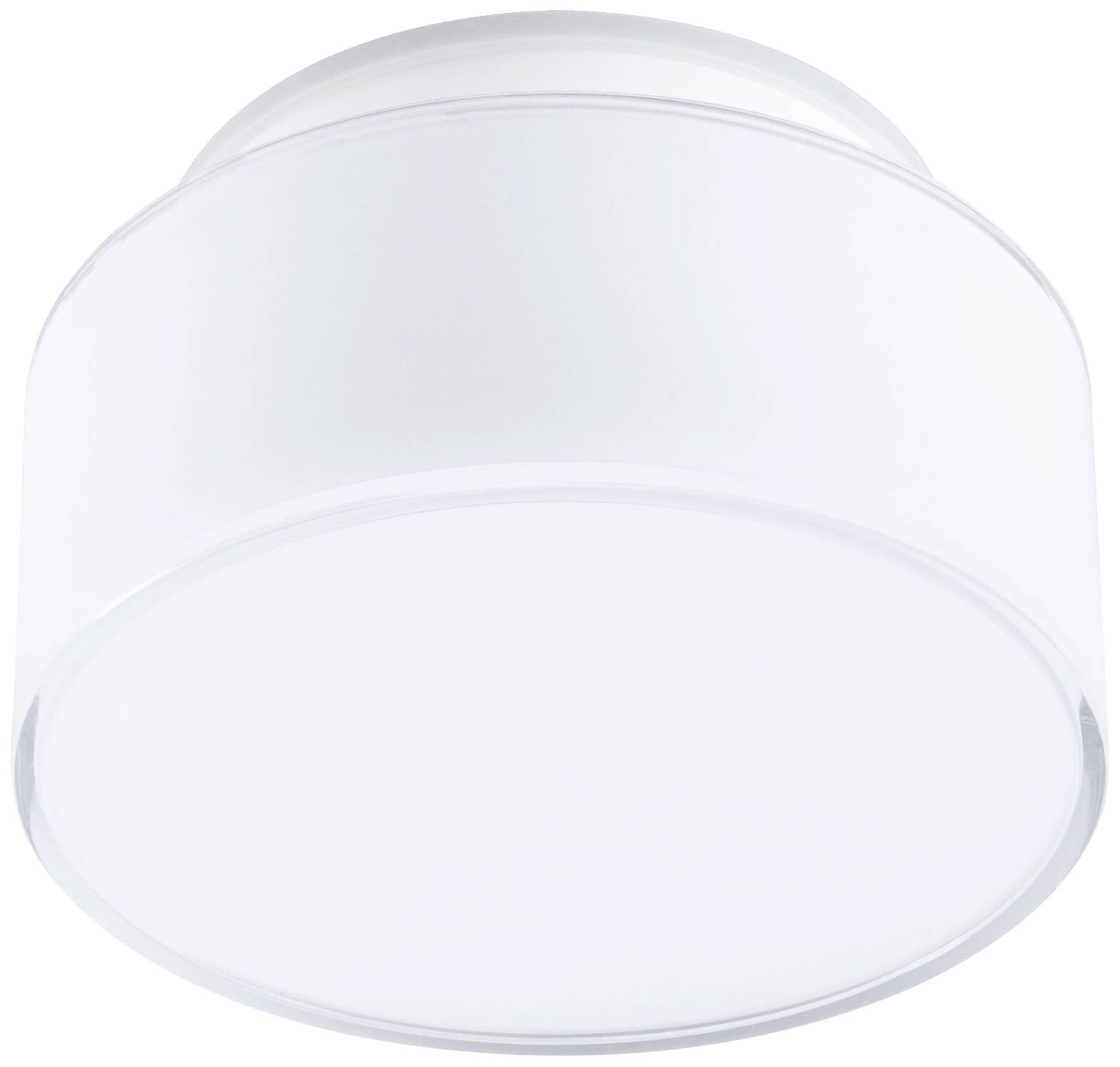 Eine runde, weiße, deckenmontierte LED-Lampe mit schlichtem Design. Geeignet für Innenräume zur allgemeinen Beleuchtung.