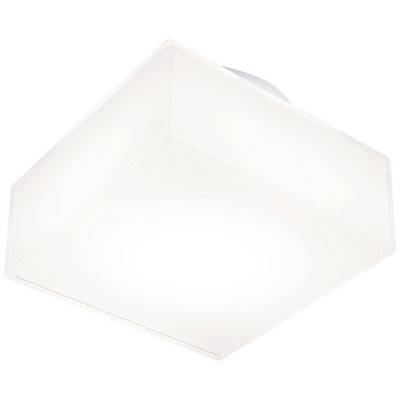 Weiße, quadratische Deckenleuchte mit einfachem Design, aus Kunststoff, gleichmäßige Lichtverteilung.