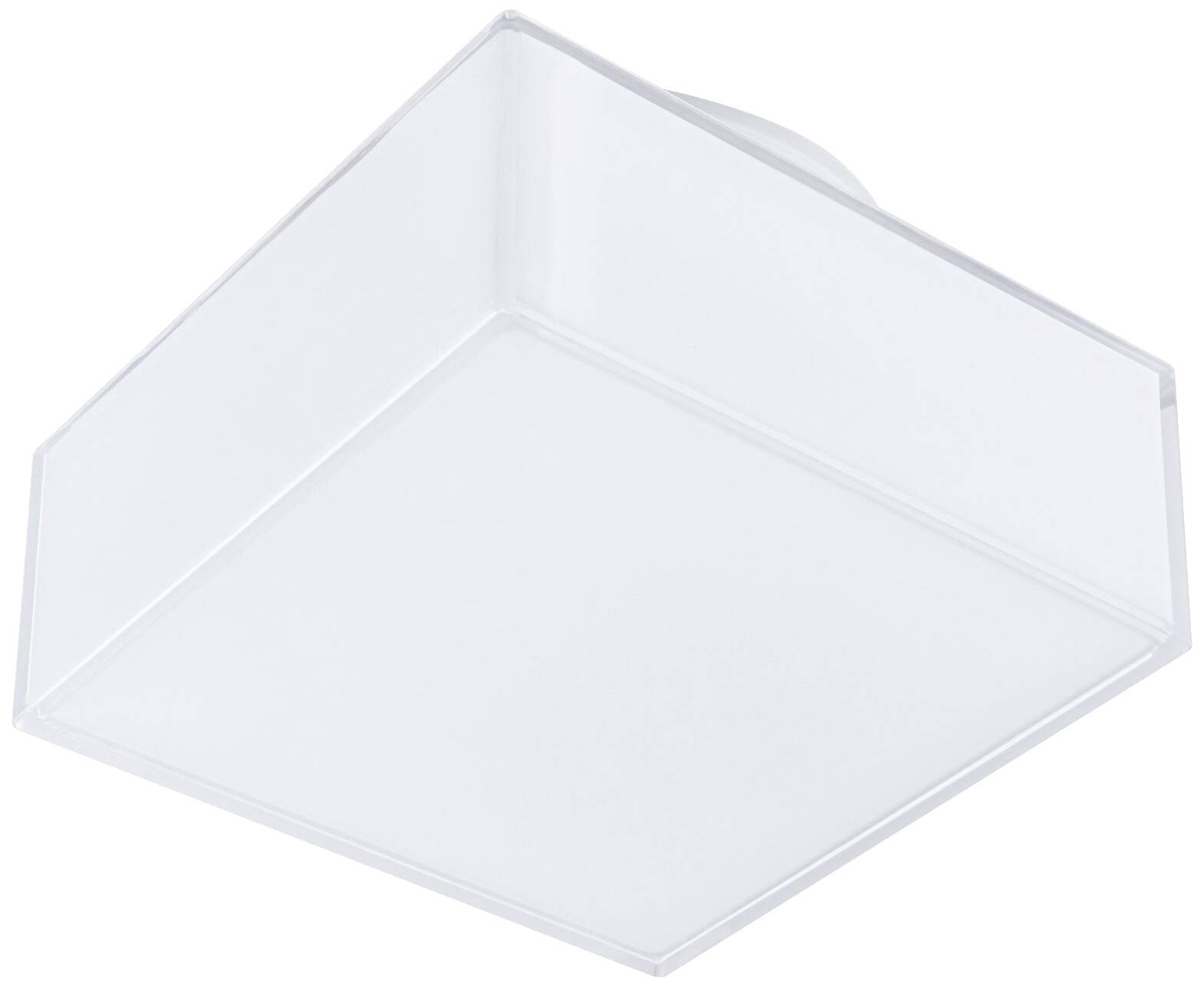 Quadratische weiße Deckenleuchte, schlichtes Design, für Innenräume geeignet.