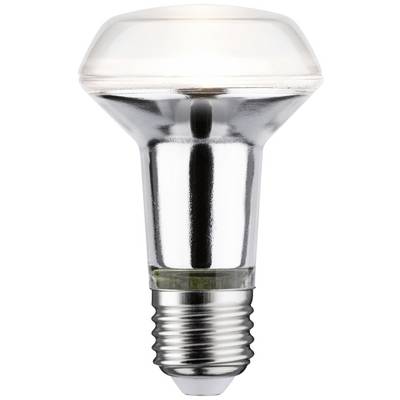 Eine silberne LED-Glühbirne mit breitem, mattem Kopf und E27-Sockel. Sie eignet sich für energiesparende Beleuchtung.