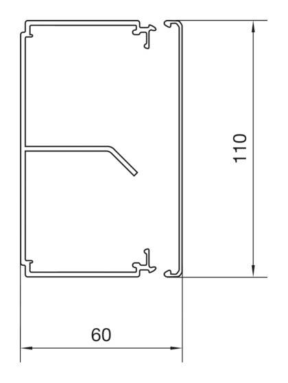 Technische Zeichnung eines Profils mit den Abmessungen 60 mm Breite und 110 mm Höhe.
