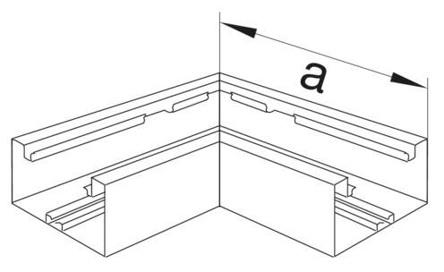 Diagramm eines Eckprofils mit Maß 'a' zur Veranschaulichung der Abmessungen und Platzierung der einzelnen Elemente.