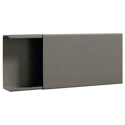 Ein rechteckiges, dunkelgraues Aluminiumprofil mit einem offenen Ende, geeignet für strukturelle Anwendungen oder als Abdeckleiste.