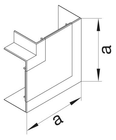 Technische Zeichnung zeigt ein L-förmiges Metallprofil mit abgewinkelten Teilen und Markierung 'a', die die Dimensionen anzeigt.
