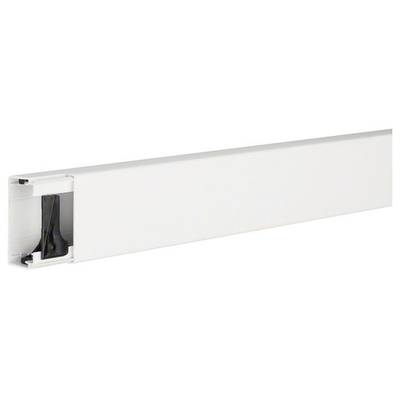 Ein weißes Aluminiumprofilsystem, das meist für den horizontalen Einbau genutzt wird, mit einem schwarzen Endstück auf der linken Seite.