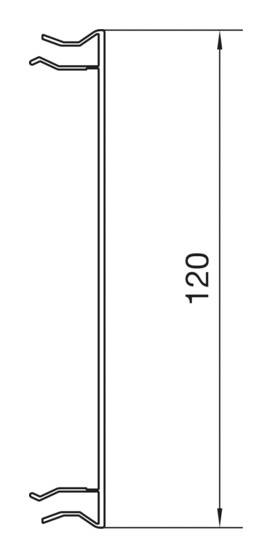 Diagramm eines vertikalen Rohrprofils mit einer Höhe von 120 Einheiten, dargestellt durch einen Doppelpfeil auf der rechten Seite.