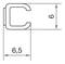 Technische Zeichnung eines C-förmigen Profils mit den Abmessungen 6,5 cm in der Breite.