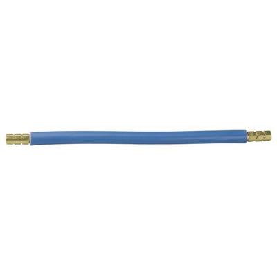 Blauer Schlauch mit goldfarbenen Enden.