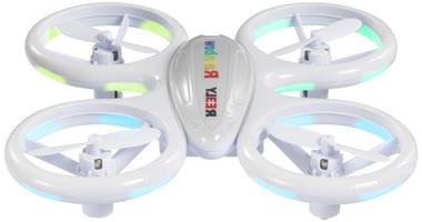 Das Bild zeigt eine REELY Einsteiger-Drohne mit bunter LED-Beleuchtung.