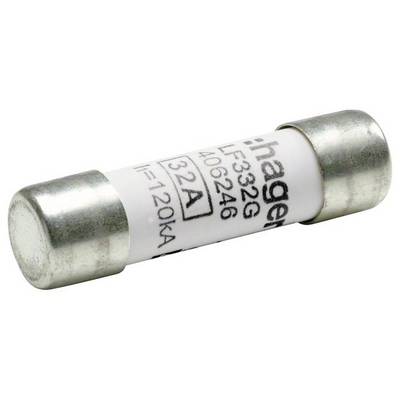 Metallzylinder-Sicherung mit der Aufschrift '32A' und 'hager', geeignet für den Schutz elektrischer Komponenten.