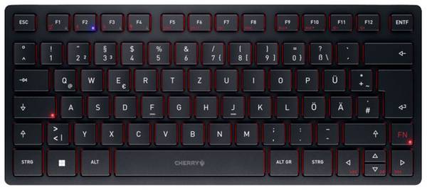 CHERRY KW 9200 MINI USB, Funk, Bluetooth® Tastatur Deutsch, QWERTZ Schwarz Abnehmbares Kabel