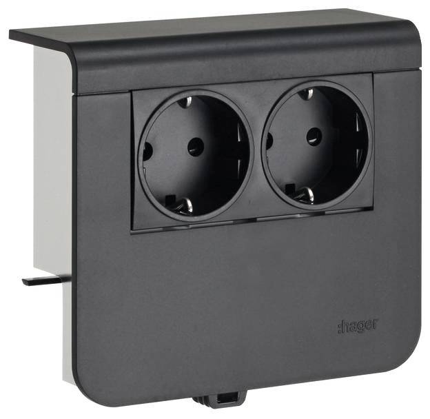 SL200559009011 Elektro-Sockelleisten-Zubehör Tehalit Steckdosencontainer Graphitschwarz 1 St.