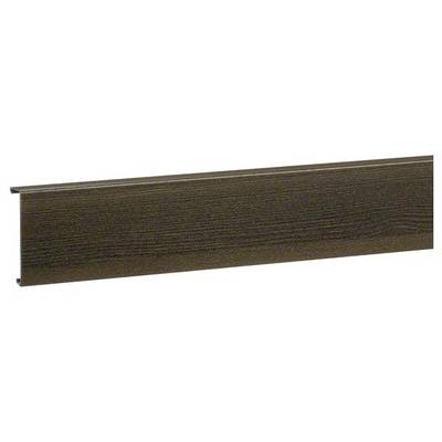 Braunes Sockelleistenprofil mit Holzmaserung, geeignet zur Abdeckung von Bodenrändern.