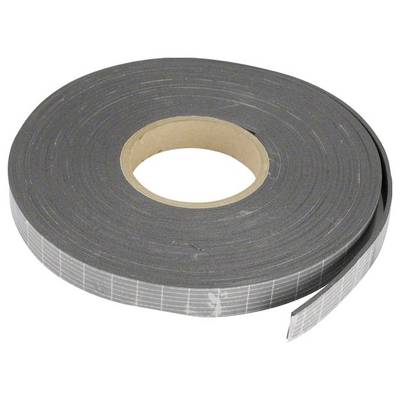 Eine Rolle graues Dichtungsband, aufgerollt, mit Papierrücken sichtbar. Ideal für Abdichtungs- und Isolierungszwecke.