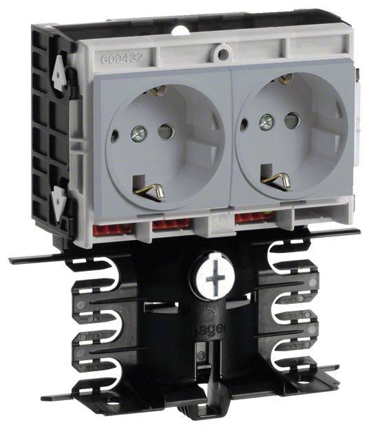 SL20080940D1 Elektro-Sockelleisten-Zubehör SL, frame met dubbele contactdoos, voor goot 80 mm hoog, alulook Steckdosenco...