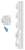 Weiße Kunststoffbauteile: links ein kleinerer Verbinder, rechts ein größerer vertikaler Kanal. Sie dienen der elektrischen Installation.