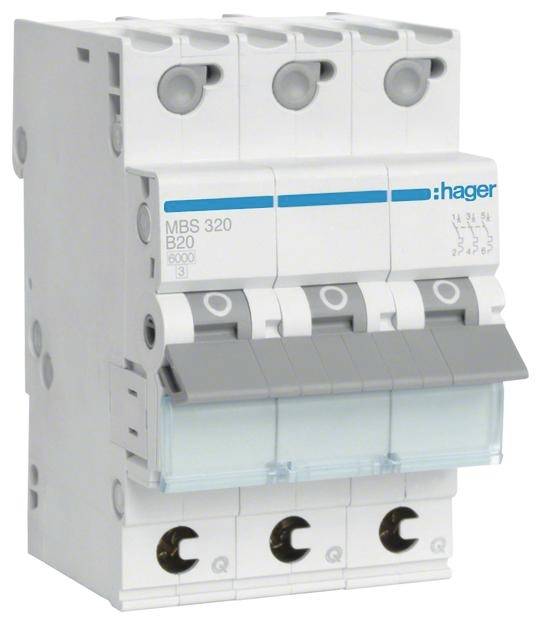 Hager MBS320 Sonstiger Schalter/Taster Leitungsschutzschalter 3polig 20 A 400 V