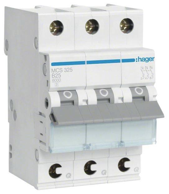 Hager MCS325 Leitungsschutzschalter 3polig 25 A 400 V