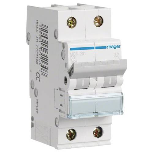 Hager MCN201 Leitungsschutzschalter 2polig 1 A 400 V