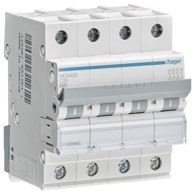 Hager MCN420 Leitungsschutzschalter 4polig 20 A 400 V