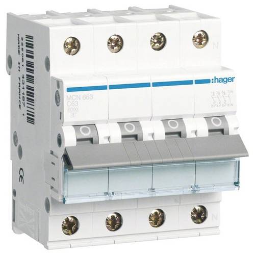Hager MCN663 Leitungsschutzschalter 4polig 63 A 400 V