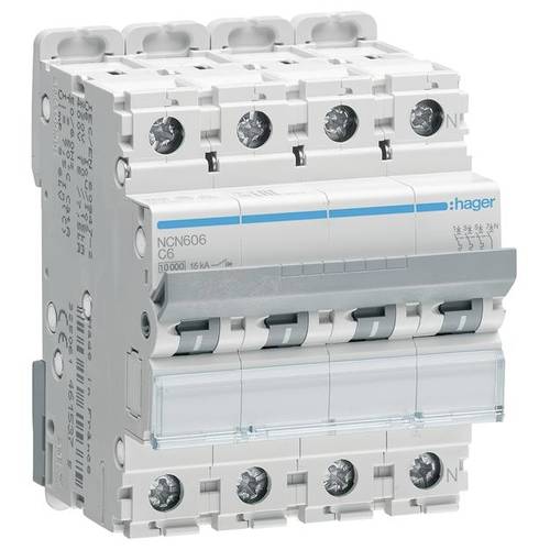 Hager NCN606 Leitungsschutzschalter 4polig 6 A 400 V