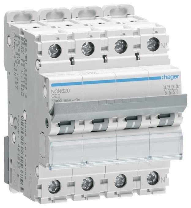 Hager NCN620 Leitungsschutzschalter 4polig 20 A 400 V