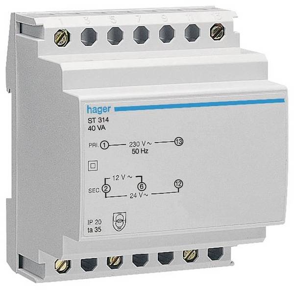 Hager ST314 Sicherheitstransformator 12 V, 24 V 3.33 A
