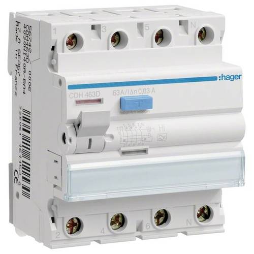 Hager CDH463D FI-Schutzschalter 4polig 63 A 0.03 A 400 V