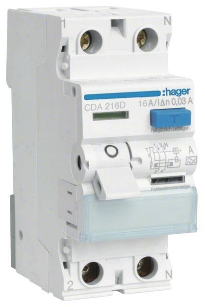 HAGER ELEKTRO Hager Fi-Schalter 2-pol 6kA 16A CDA216D 30mA Typ A