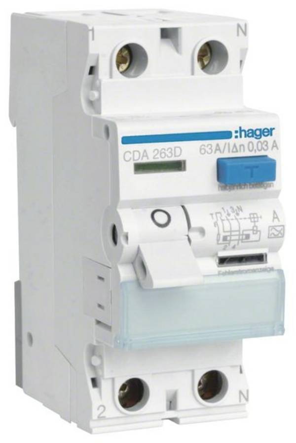 Hager CDA263D CDA263D FI-Schutzschalter A 2polig 63 A 0.03 A 230 V