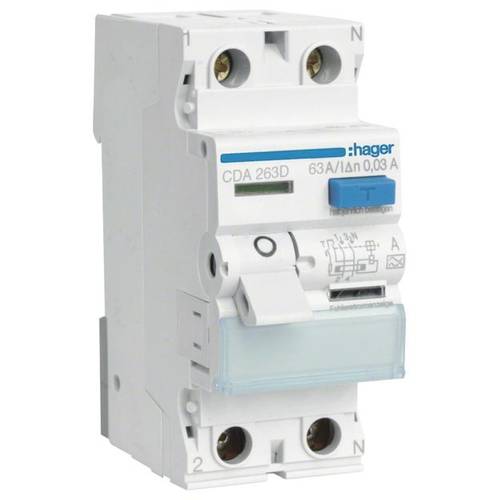 Thumbnail - Hager CDA263D CDA263D FI-Schutzschalter A 2polig 63 A 0.03 A 230 V