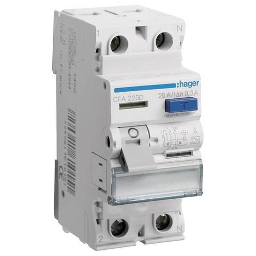 Thumbnail - Hager CFA225D FI-Schutzschalter A 2polig 25 A 0.3 A 230 V