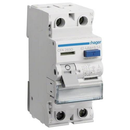 Thumbnail - Hager CFA263D FI-Schutzschalter A 2polig 63 A 0.3 A 230 V