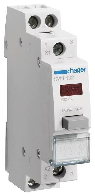 'Ein Gerät mit der Aufschrift: Hager SVN 432, 230V~, 16A.'