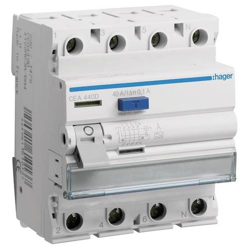 Thumbnail - Hager CEA440D FI-Schutzschalter A 4polig 40 A 0.1 A 400 V