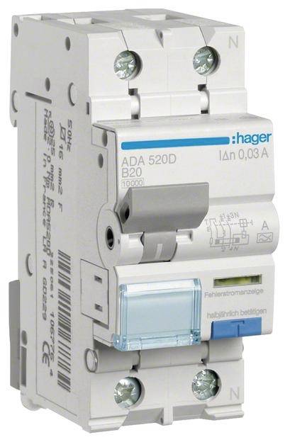Hager ADA520D FI-Schutzschalter/Leitungsschutzschalter 2polig 20 A 0.03 A 240 V