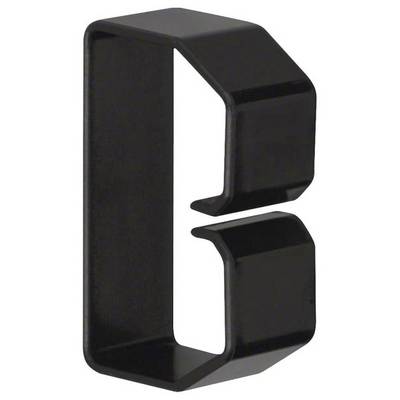 Schwarzer, metallischer Buchstaben-Kleiderhaken in der Form des Buchstabens 'G'.