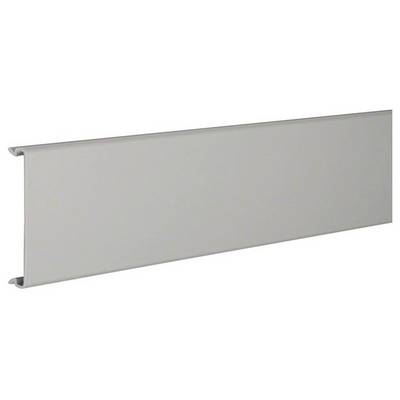 Ein rechteckiges graues Paneel, horizontal ausgerichtet, mit glatten Oberflächen. Ideal für Anwendungen in der Wandmontage.