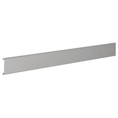 Silberne, rechteckige Abdeckung oder Leiste in schräger Ansicht, möglicherweise für Design- oder Bauzwecke.