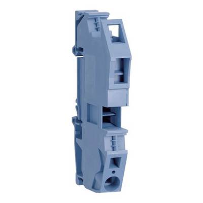 Blauer, rechteckiger Kunststoffhalter, vermutlich ein elektrisches Bauteil oder Gehäuse, mit mehreren Lüftungsschlitzen und Befestigungspunkten.