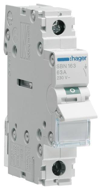 Ausschalter 1polig 63 A 1 Schließer 230 V Hager SBN163