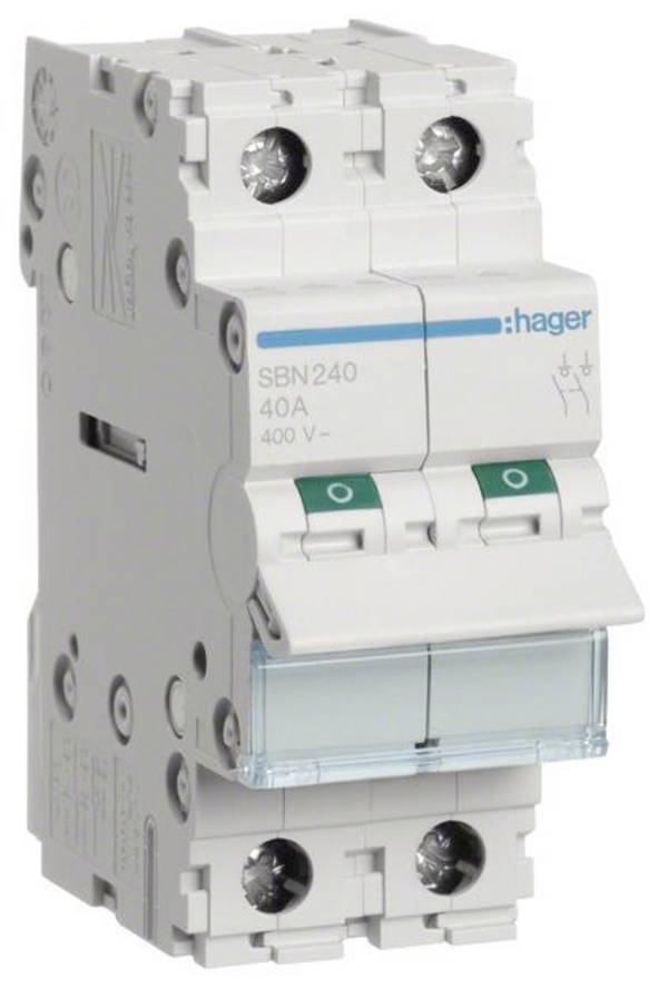 Ausschalter Grau 2polig 40 A 2 Schließer 400 V Hager SBN240