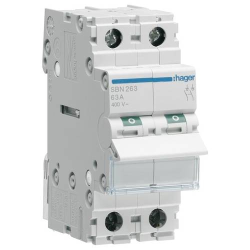 Ausschalter 2polig 63 A 2 Schließer 400 V Hager SBN263